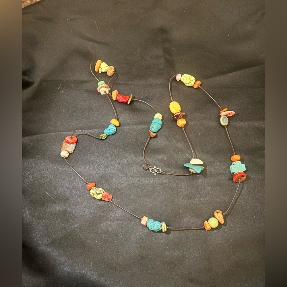 Vintage Native American Multi-Stone Necklace 44” long - Picture 7 of 7